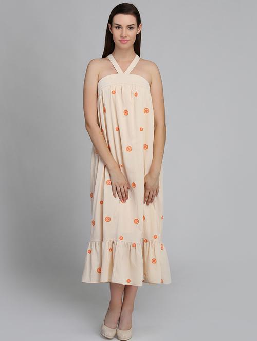 halter neck floral embroidered dress - 16792384 - Very Small Image - 1