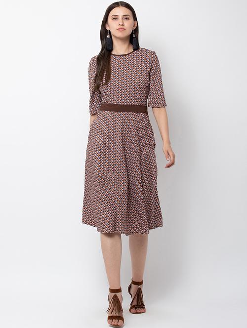 tie back printed a-line dress - 16792391 - Very Small Image - 1