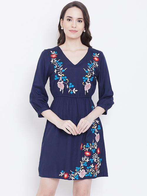 floral embroidered a-line dress - 16792418 - Very Small Image - 1