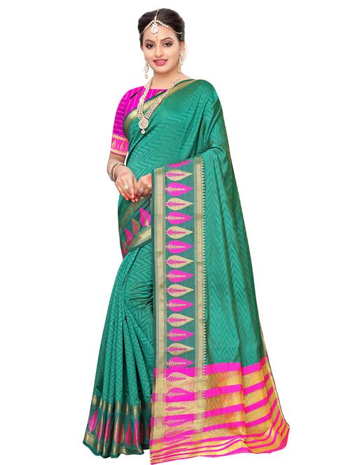 printed woven saree with blouse - 16792794 - Very Small Image - 1