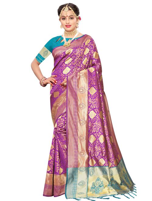 self design kanjivaram saree with blouse - 16792797 - Very Small Image - 1