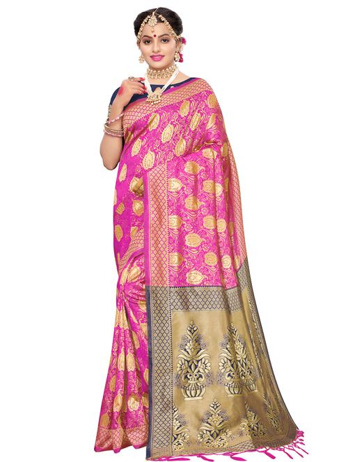 floral kanjivaram saree with blouse - 16792802 - Very Small Image - 1