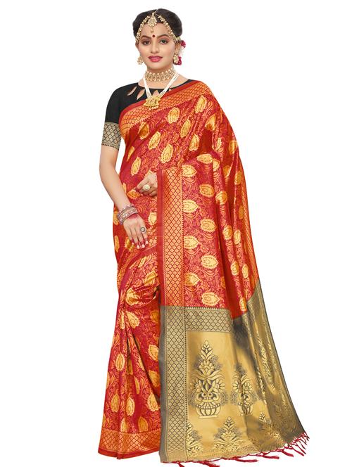 floral kanjivaram saree with blouse - 16792803 - Very Small Image - 1
