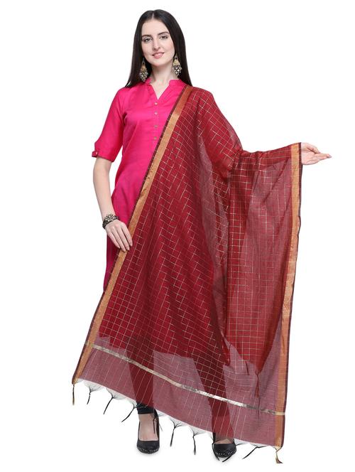 checkered plain dupatta - 16792971 - Very Small Image - 1