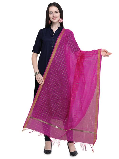 checkered plain dupatta - 16792975 - Very Small Image - 1