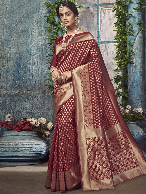 self design kanjivaram saree with blouse - 16793083 - Very Small Image - 1