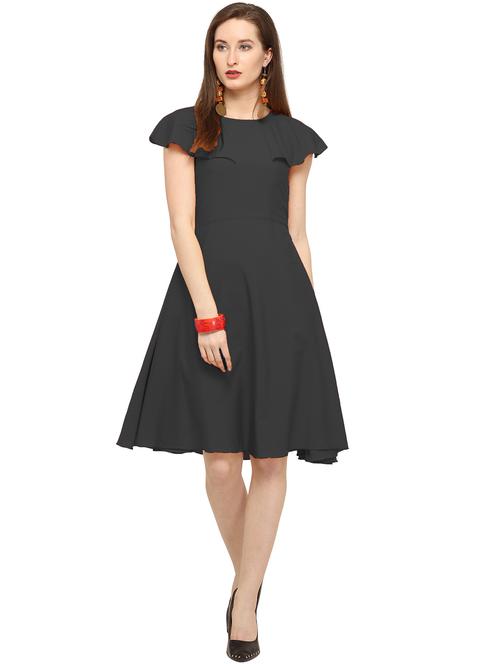 cape sleeved solid a-line dress - 16793457 - Very Small Image - 1