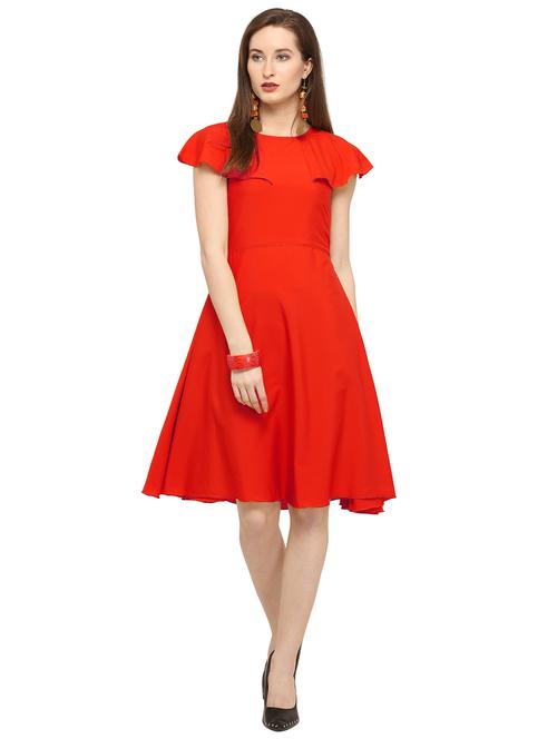 cape sleeved solid a-line dress - 16793459 - Very Small Image - 1