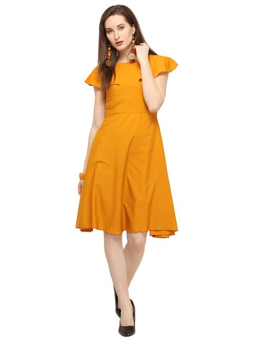 cape sleeved solid a-line dress - 16793460 - Very Small Image - 1