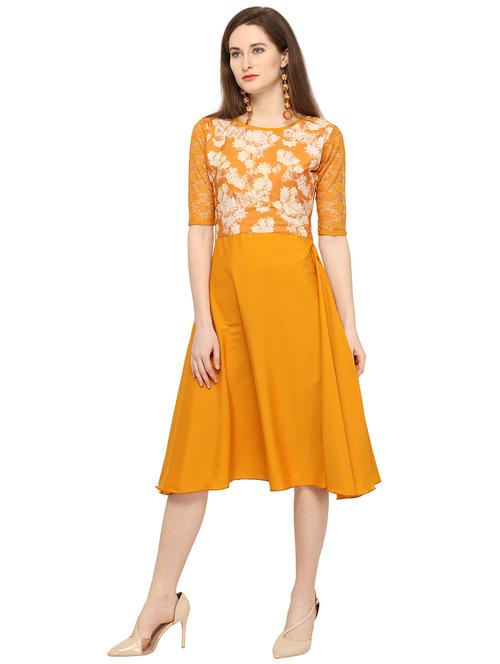 round neck solid a-line dress - 16793463 - Very Small Image - 1