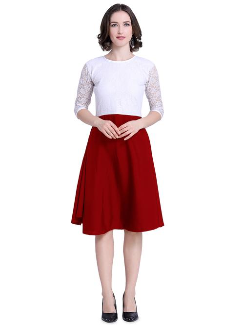 color block round neck a-line dress - 16793465 - Very Small Image - 1