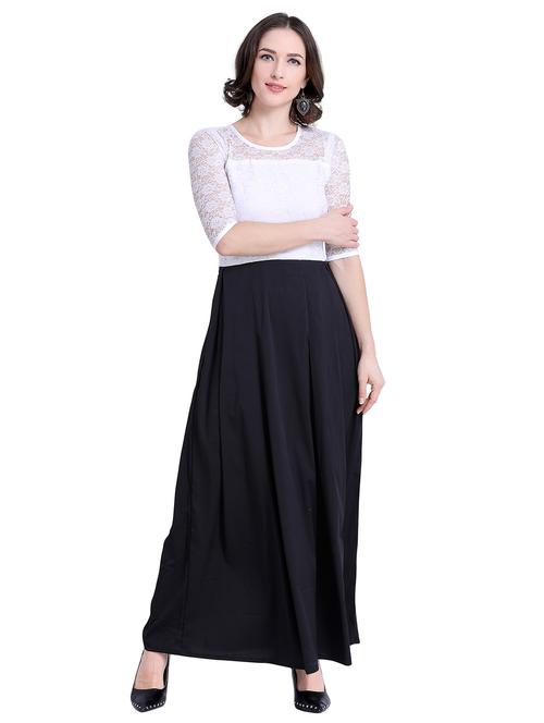 color block round neck maxi dress - 16793476 - Very Small Image - 1