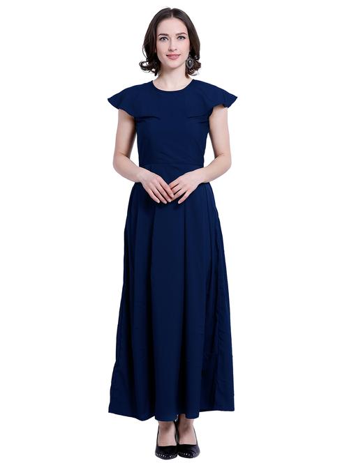 cape sleeved solid maxi dress - 16793483 - Very Small Image - 1