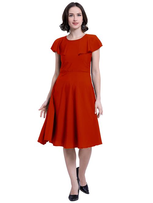 cape sleeved round neck a-line dress - 16793488 - Very Small Image - 1