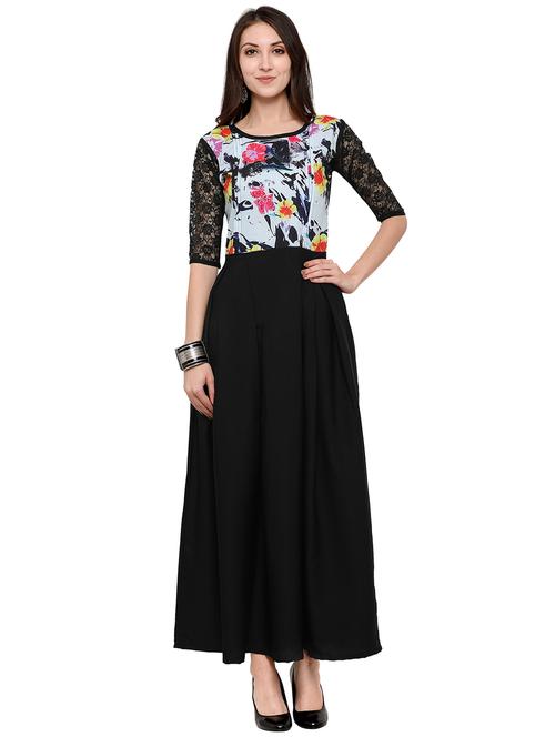 round neck contrast panel maxi dress - 16793499 - Very Small Image - 1