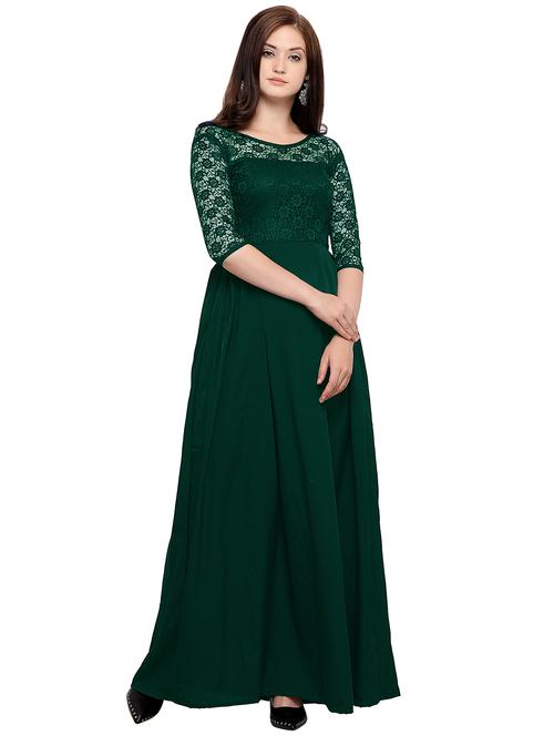 round neck lace detail dress - 16793520 - Very Small Image - 1
