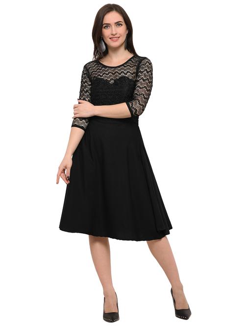 round neck laced a-line dress - 16793531 - Very Small Image - 1
