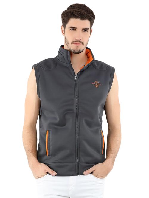 grey solid casual jacket - 16793589 - Very Small Image - 1