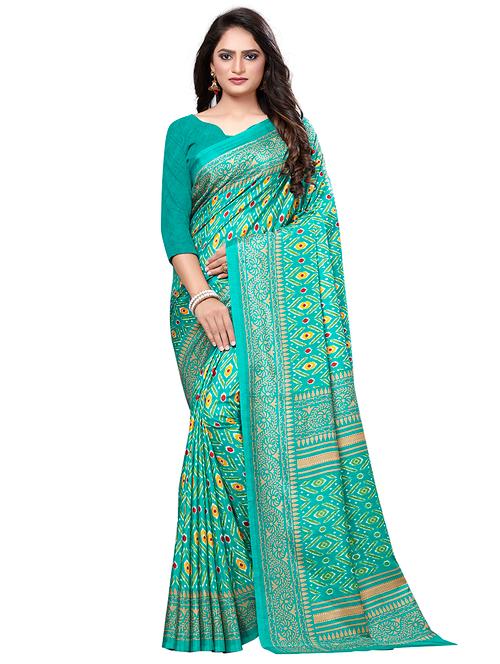 ikat printed saree with blouse - 16793996 - Very Small Image - 1