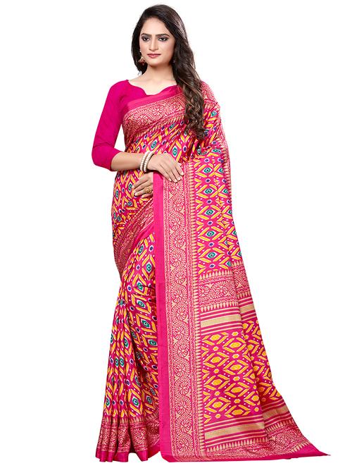 ikat printed saree with blouse - 16793997 - Very Small Image - 1
