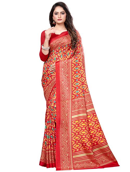 ikat printed saree with blouse - 16793998 - Very Small Image - 1