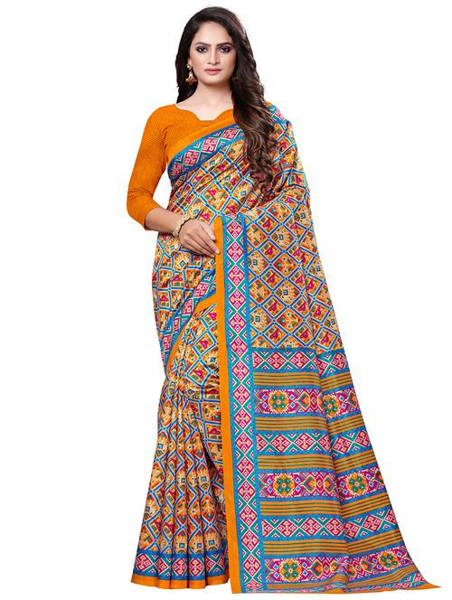 conversational printed saree with blouse - 16794017 - Very Small Image - 1