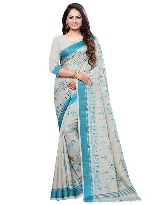 embroidered bordered saree with blouse - 16794033 - Very Small Image - 1