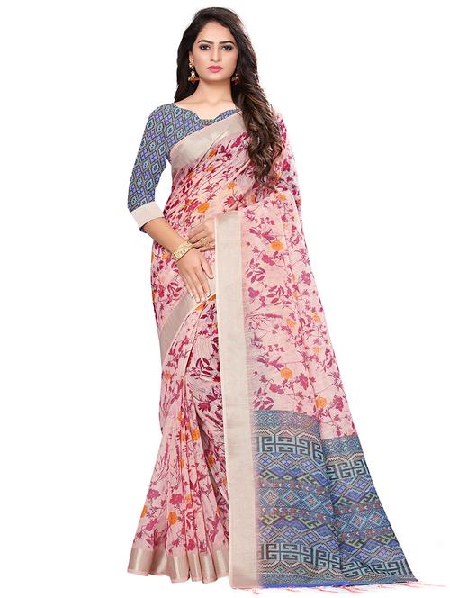 floral printed saree with blouse - 16794051 - Very Small Image - 1