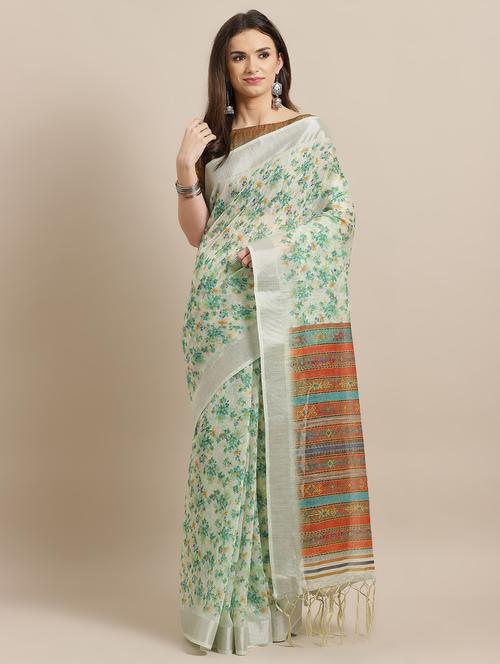 floral printed saree with blouse - 16794054 - Very Small Image - 1