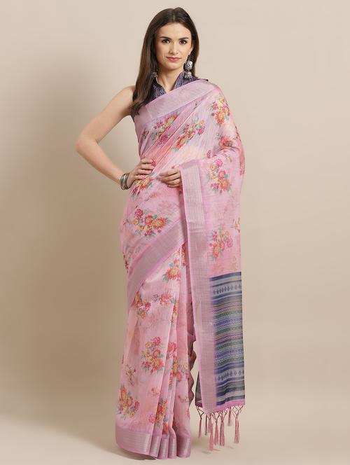 floral printed saree with blouse - 16794056 - Very Small Image - 1