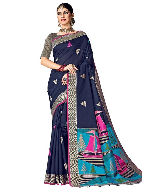 geometrical printed saree with blouse - 16794071 - Very Small Image - 1