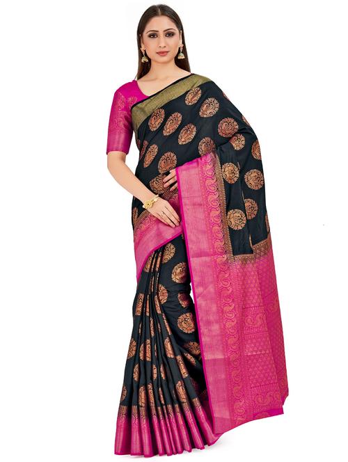 self design kanjivaram saree with blouse - 16794279 - Very Small Image - 1