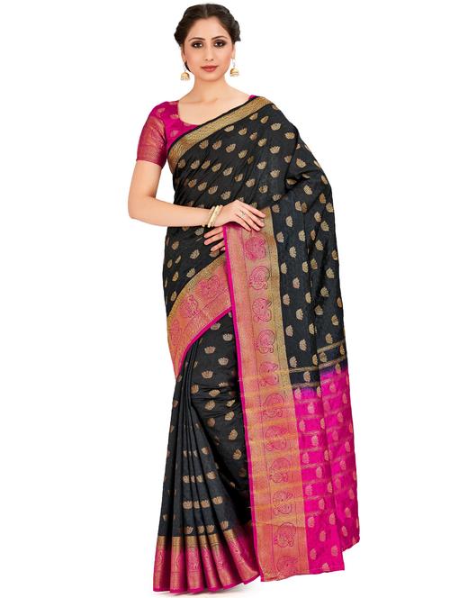 floral kanjivaram saree with blouse - 16794280 - Very Small Image - 1