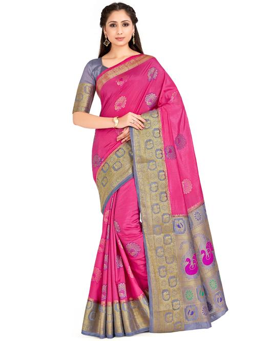 conversational kanjivaram saree with blouse - 16794282 - Very Small Image - 1