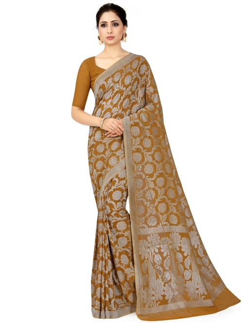 floral banarasi saree with blouse - 16794296 - Very Small Image - 1