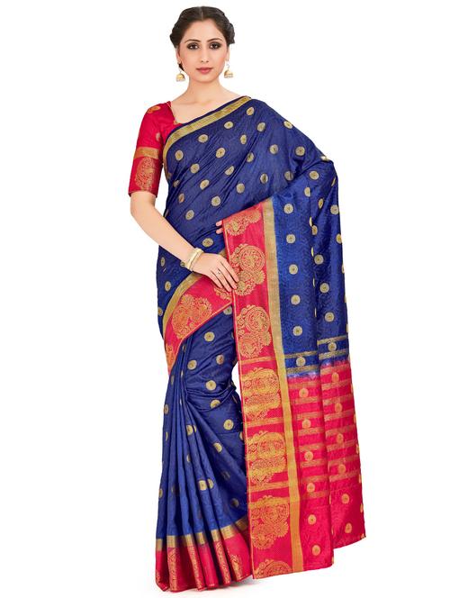 self design kanjivaram saree with blouse - 16794299 - Very Small Image - 1