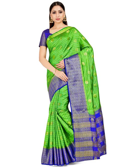 floral kanjivaram saree with blouse - 16794306 - Very Small Image - 1