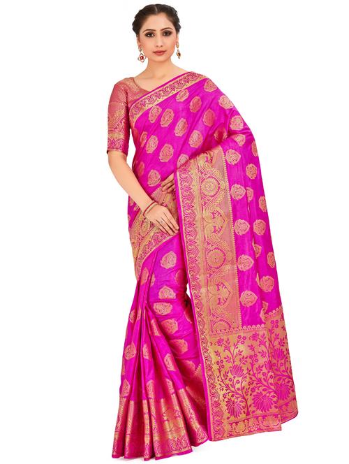 self design kanjivaram saree with blouse - 16794310 - Very Small Image - 1