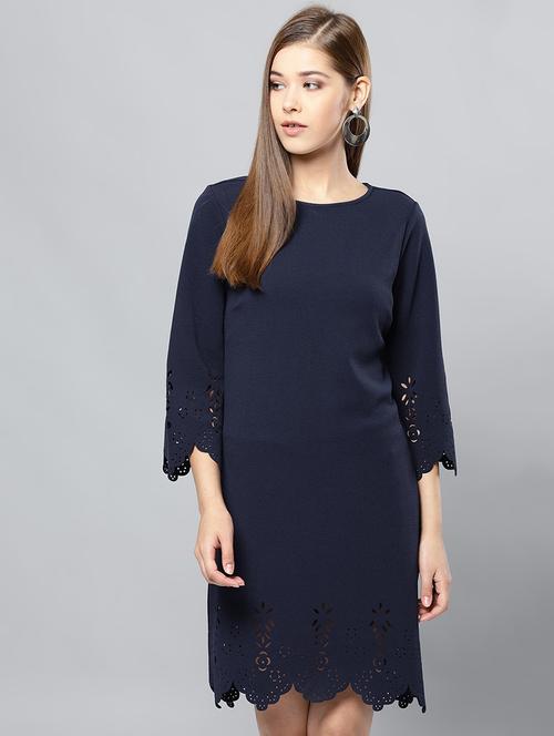 schiffli hem solid shift dress - 16794483 - Very Small Image - 1
