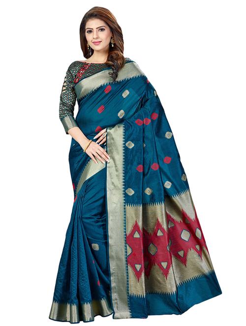 ethnic motif banarasi saree with blouse - 16795912 - Very Small Image - 1