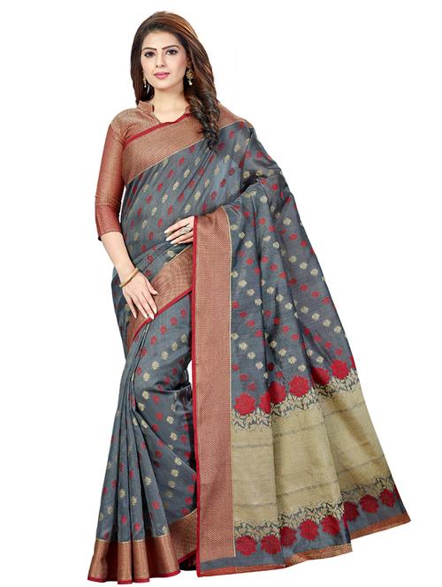 floral banarasi saree with blouse - 16795917 - Very Small Image - 1