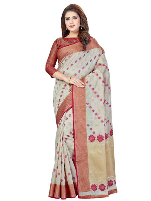 ethnic motif banarasi saree with blouse - 16795919 - Very Small Image - 1