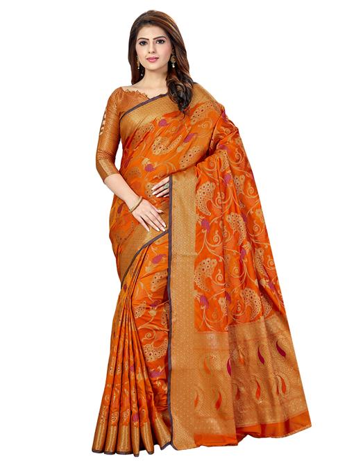 bordered banarasi saree with blouse - 16795937 - Very Small Image - 1