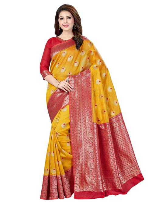 self design banarasi saree with blouse - 16795962 - Very Small Image - 1
