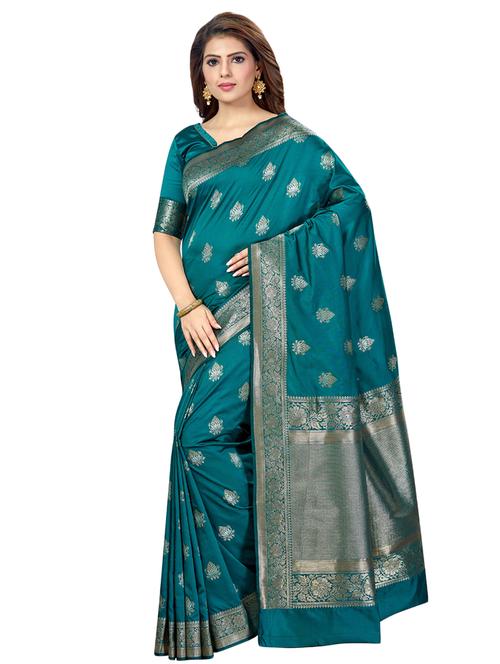 self design banarasi saree with blouse - 16795980 - Very Small Image - 1