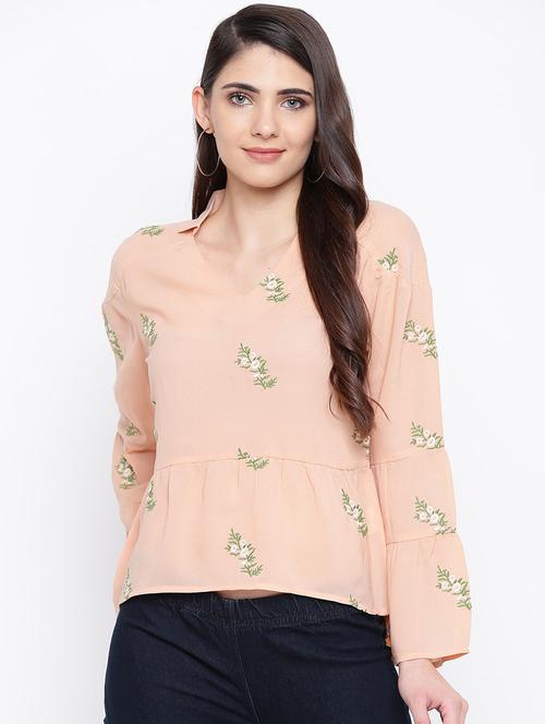 shirt collar embroidered top - 16796170 - Very Small Image - 1