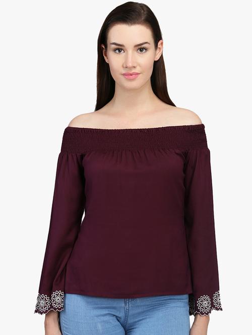 off shoulder embroidered detail top - 16796208 - Very Small Image - 1