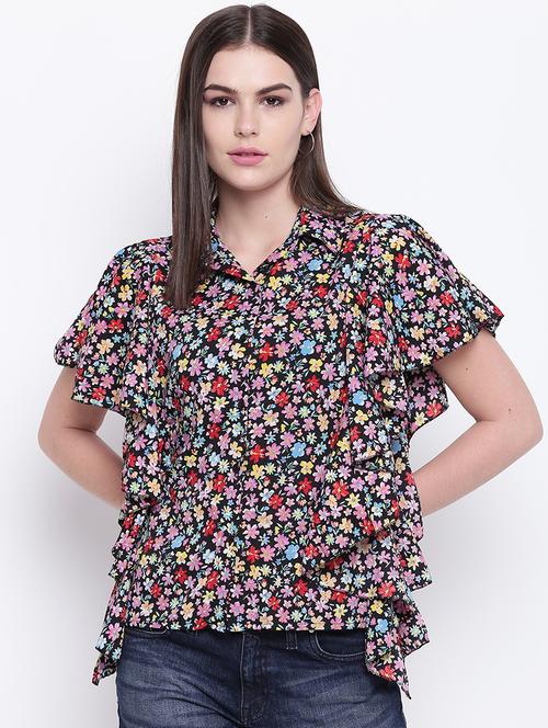 ruffle detail floral shirt - 16796212 - Very Small Image - 1