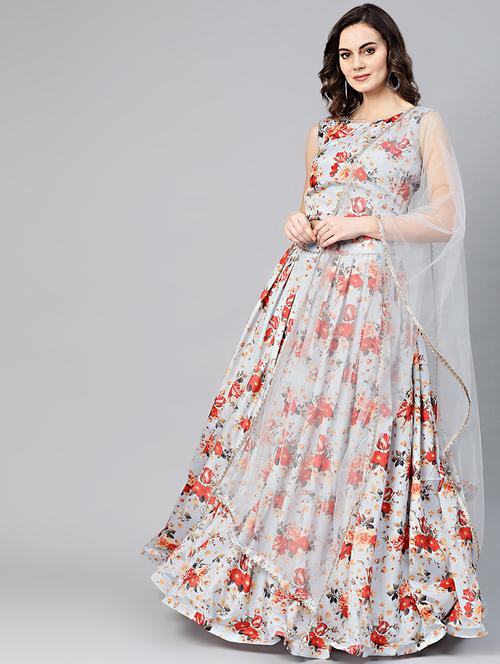 floral print flared lehenga - 16796366 - Very Small Image - 1