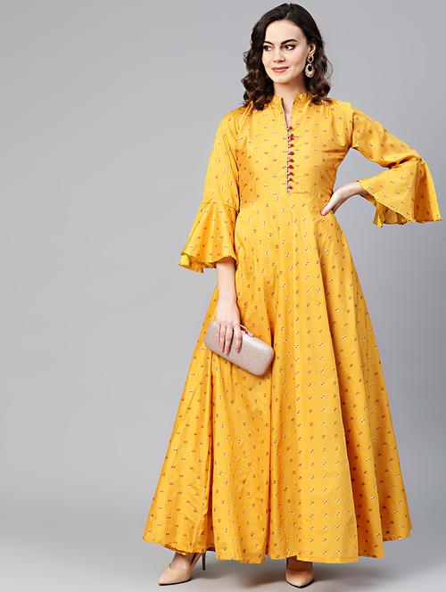 zari work flared gown - 16796597 - Very Small Image - 1